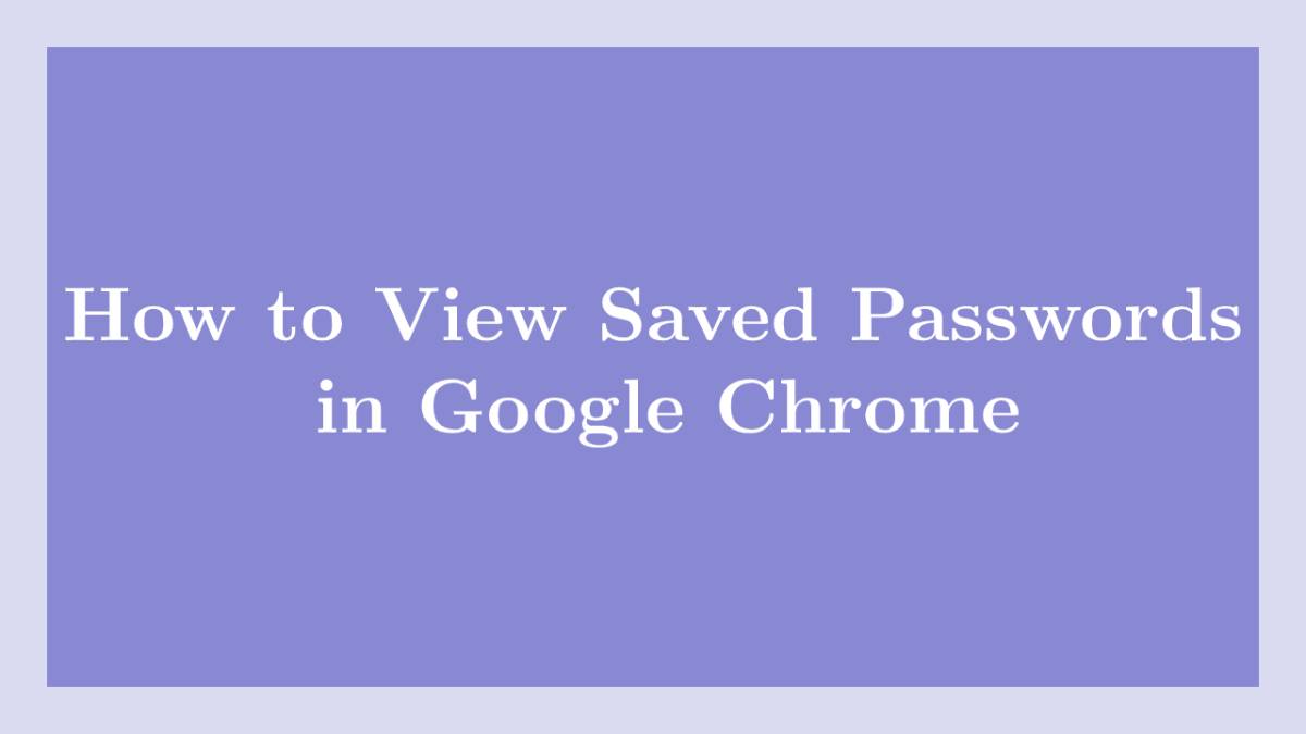 How to View Check Saved Passwords in Google Chrome