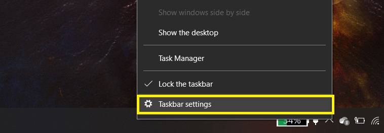 open task-bar setting