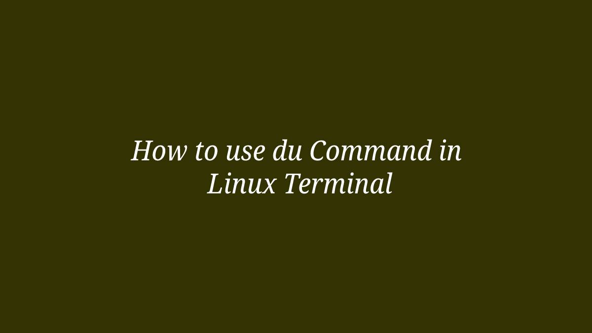 How to use du Command in Linux Terminal