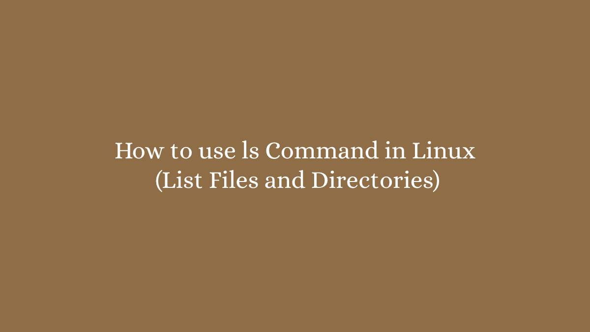 How to use ls Command in Linux