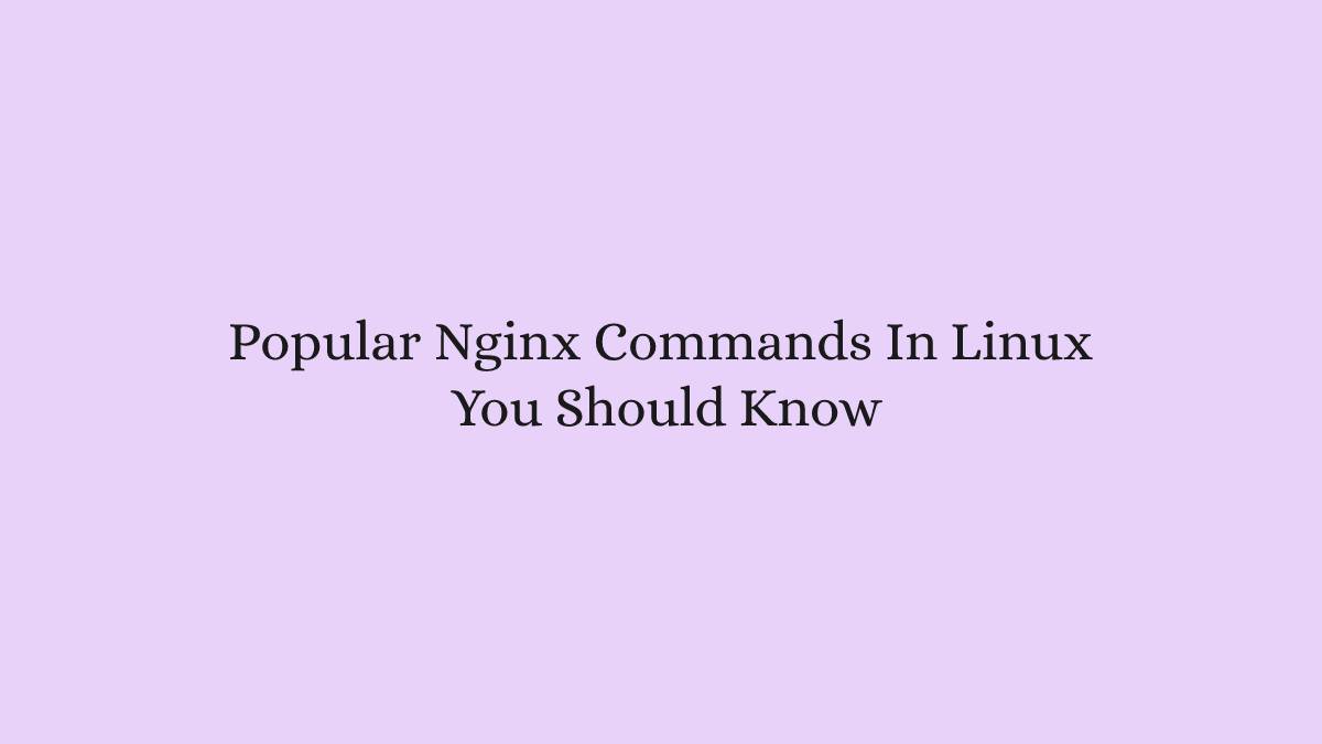Popular Nginx Commands In Linux You Should Know