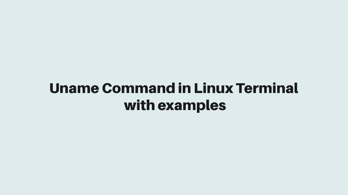 Uname Command in Linux Terminal with examples