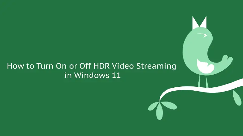 How to Turn On or Off HDR Video Streaming in Windows 11