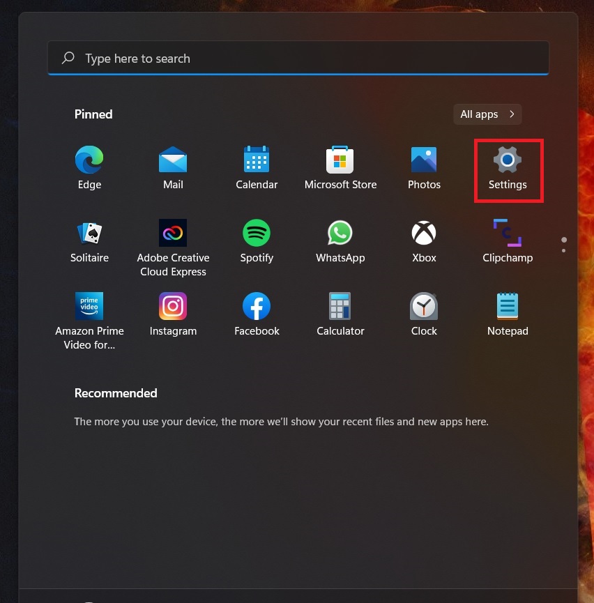 How to Turn On or Off HDR Video Streaming in Windows 11-start-menu-setting